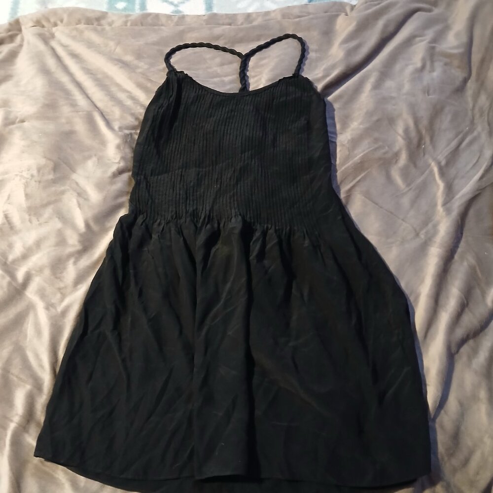 Banana Republic Women's Twist Strap Silk Dress Black GUC